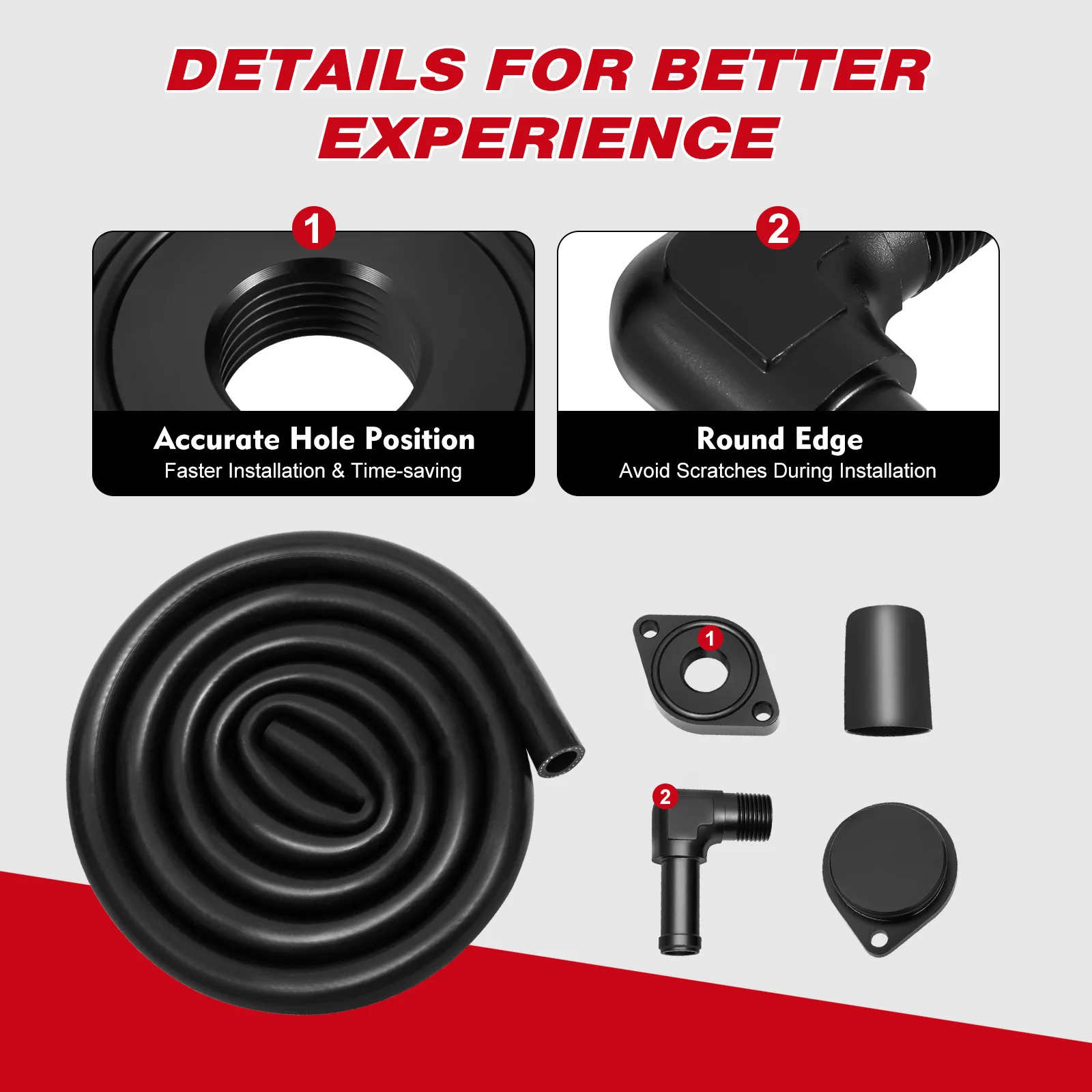 2011-2016 Ford 6.7L Crankcase Ventilation Kit | Aluminum Alloy & Silicone, Direct Replacement Ford 6.7L Crankcase Vent Reroute