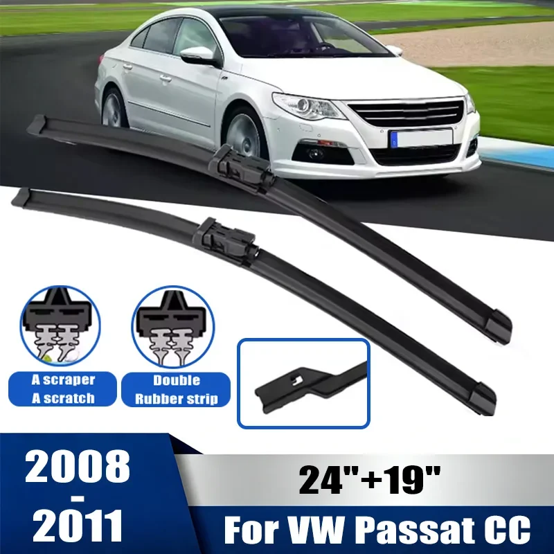 

2pcs Wiper Front Wiper Blades Set For Volkswagen Passat CC 2008-2011 Windshield Windscreen Window 24"+19"Car Accessories