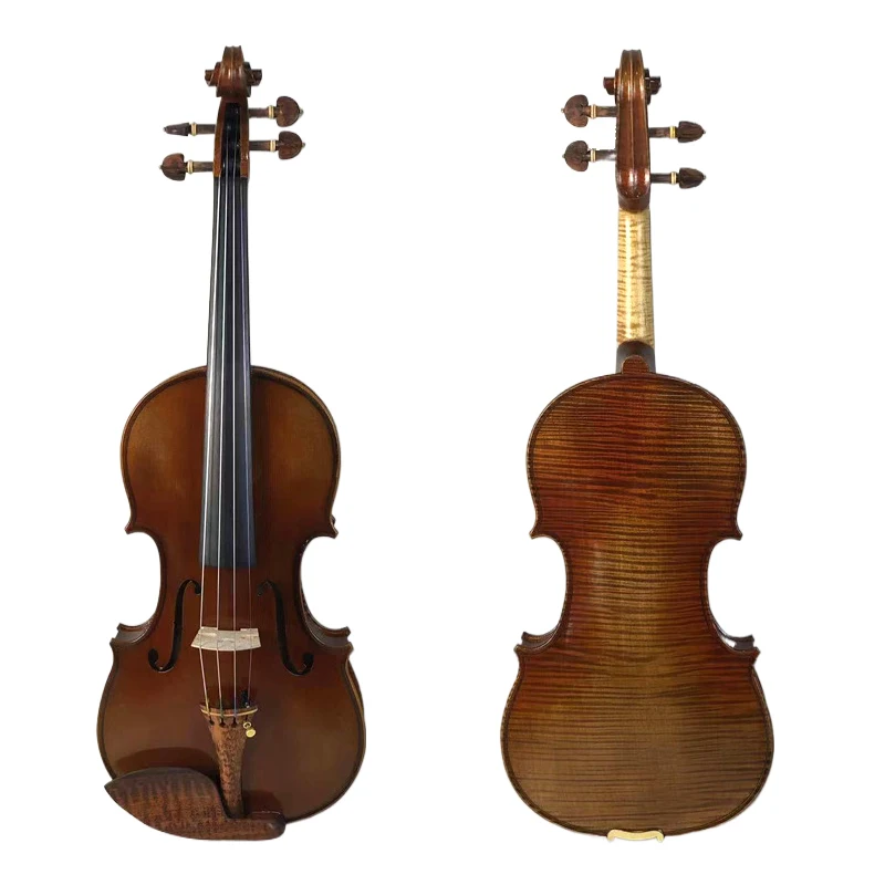 Hooqu Exquisite Handmade 4/4 Tiger Pattern Violin Solo Performances & Professional Examination Masterpiece Adults