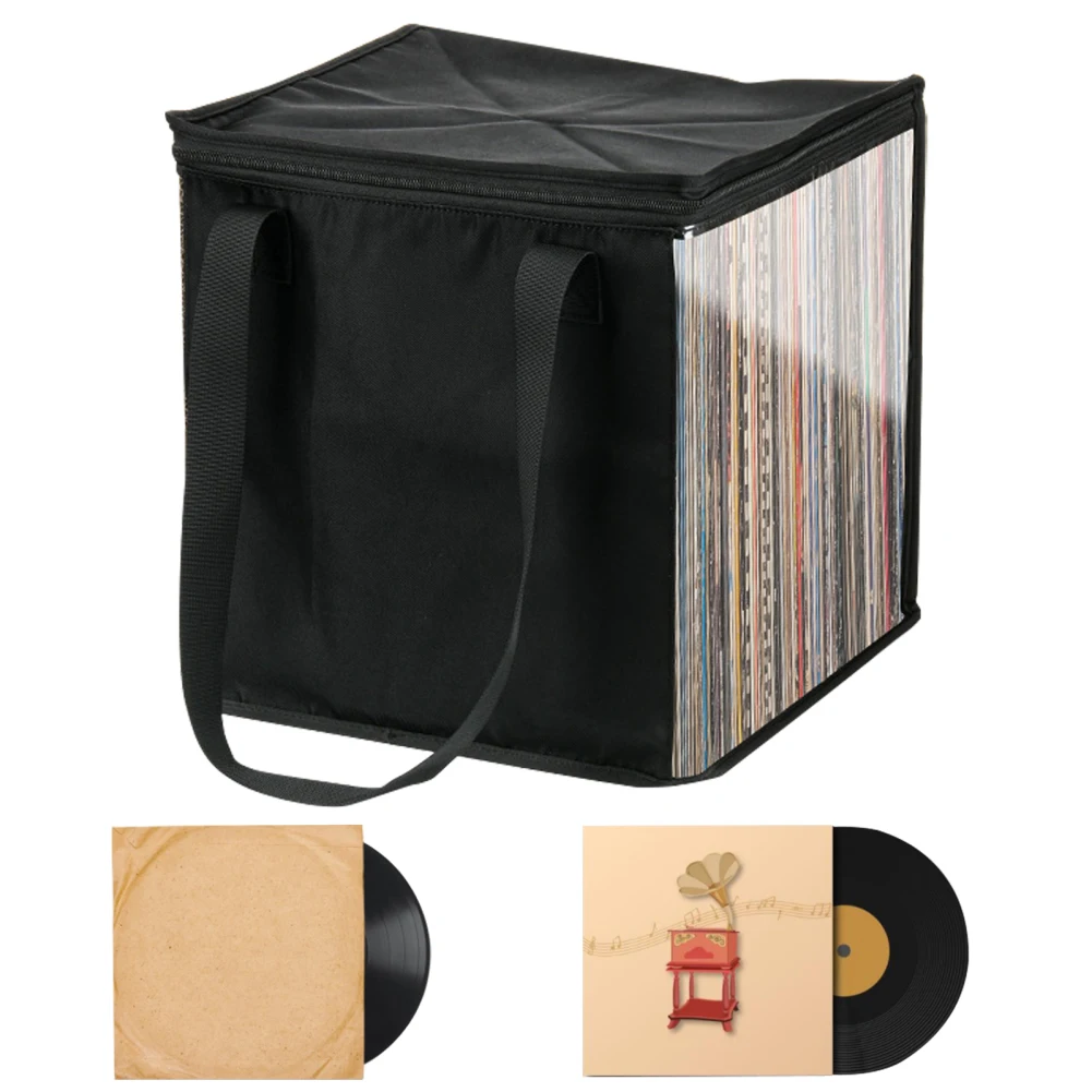 

Vinyl Record Carrying Box Professional Safe Storage Cases Dustproof Travel Handbag With Lid Transparent Front Collapsible