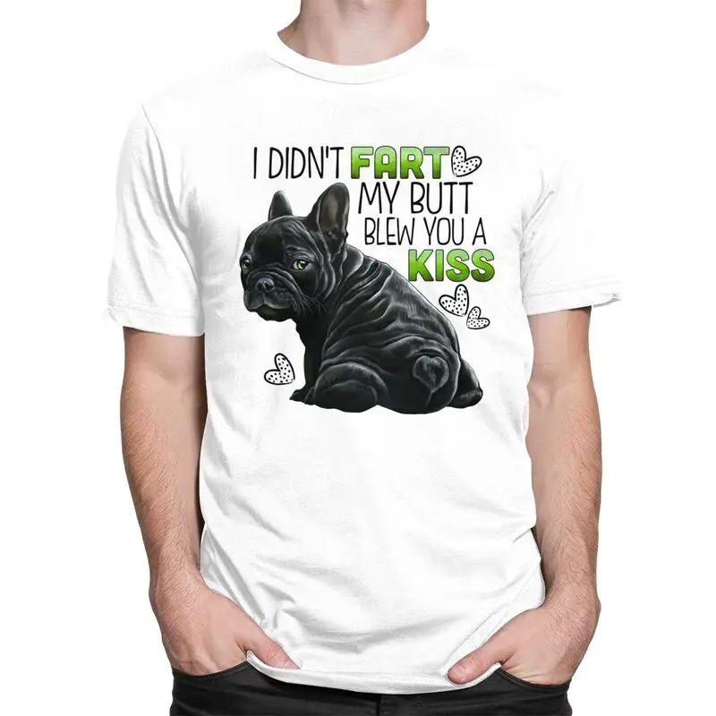 Custom Classic Black Frenchie French Bulldog T Shirts Men T-shirt Casual Tee 100% Cotton Oversized Tshirts Merch
