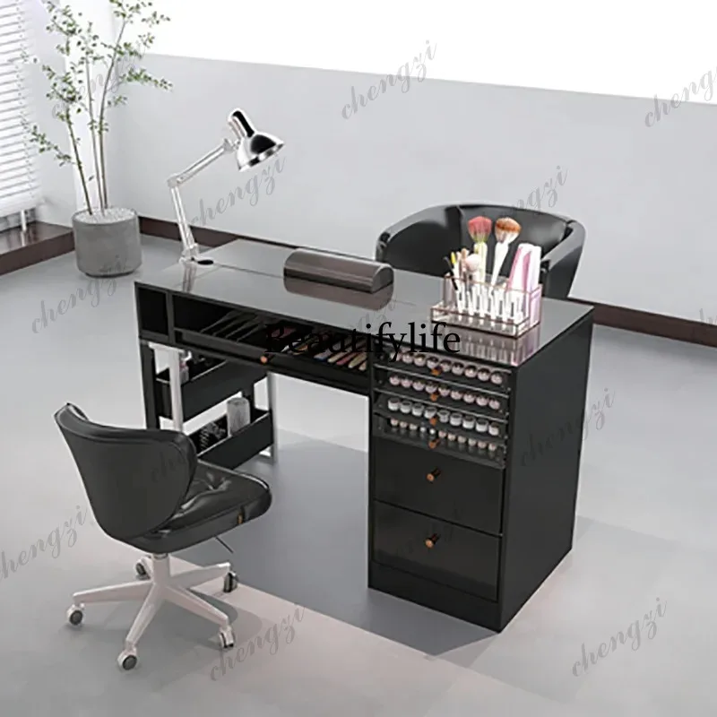 

P182 Modern Elegant Nail Desk Trendy Classic Premium Neat Nail Desk Sophisticated Design Table Onglerie Professionnel Salon Furn