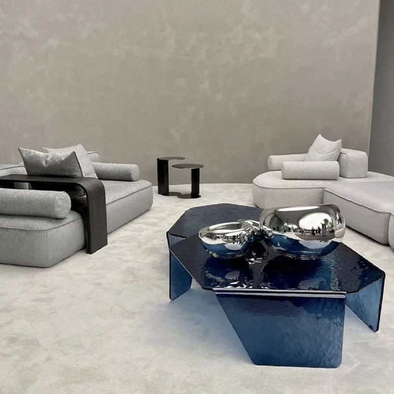 Acrylic coffee table water ripple creative designer irregular Italian transparent crystal edge table