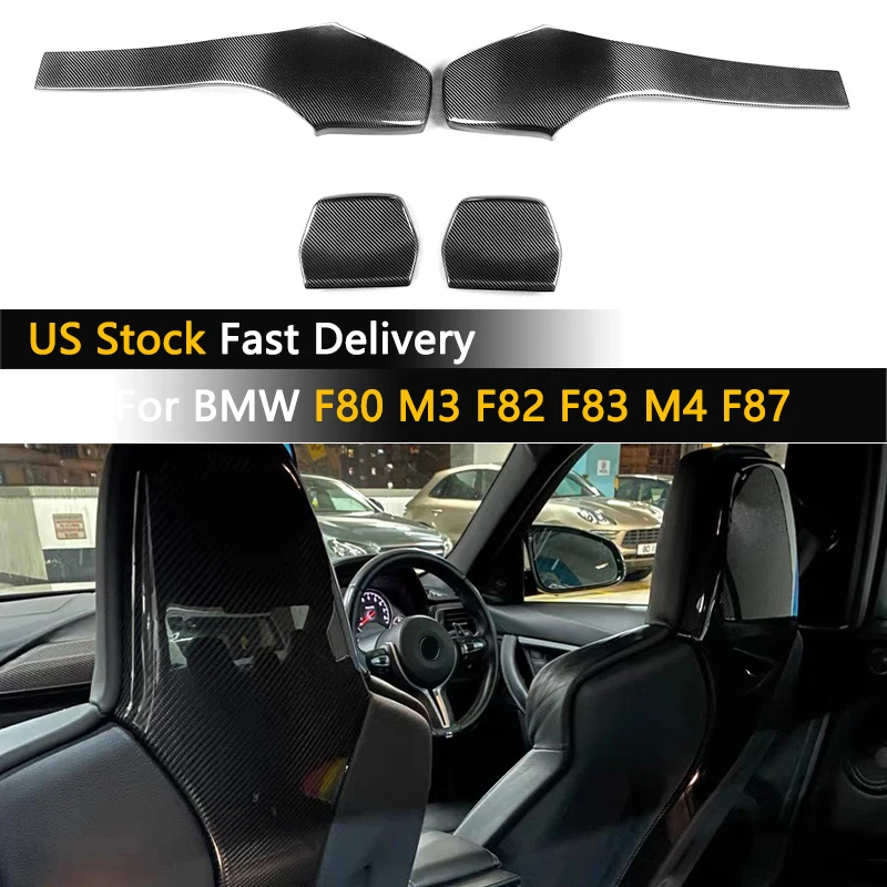 

Для BMW F80 M3 F82 F83 M4 F87 M2C Sedan Coupe Convertible 2014-2018 автомобильные внутренние чехлы на спинку сиденья, накладки из сухого карбона, задняя крышка сиденья