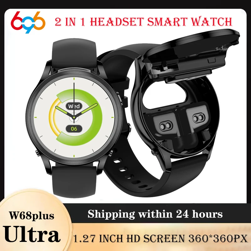 

2 In 1 Smart Watch With Earbuds Waterproof Blue Tooth Call Sports Watches Wireless Earphones Women Heart Rate 2025 Smartwatch