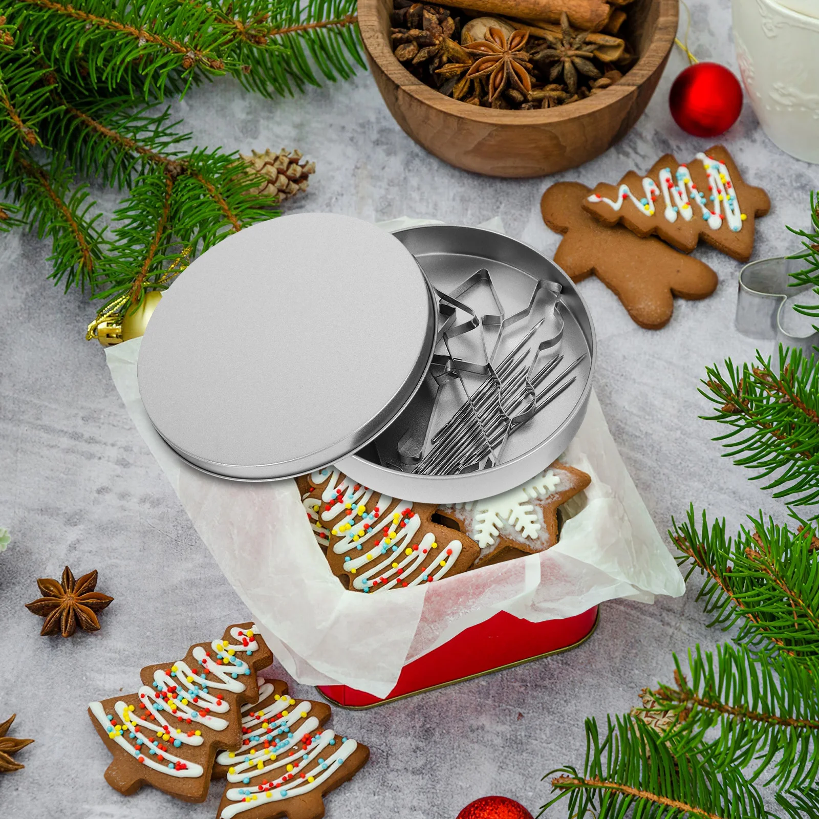 

3Pcs Cookie Stamp Mold Set for Baking Decorating Sugar Cookies Metal Pastry Cookie Mold Christmas Birthday Party Korean Sugar