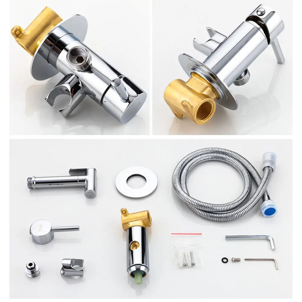 Solid Brass Bidet Sprayer Kit Concealed Hot Cold Mixer Valve Toilet Hygiene Cleaning Applicator Bathroom Sanitary Faucet