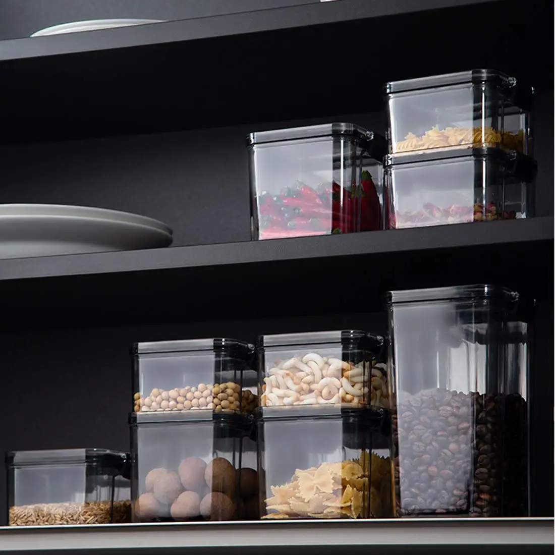 Clear Airtight Food Storage Containers with Lids, Plastic Canister for Kitchen Organizer Storage, for Flour, Sugar, Cereal, Rice
