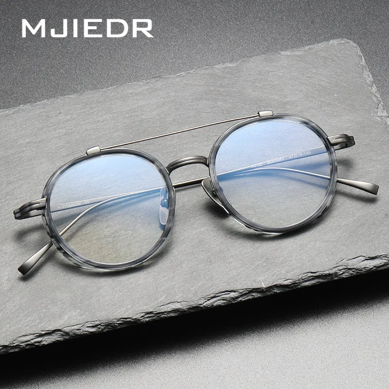 

Top Quality Acetate Titanium Double Beam Prescription Glasses Frames Men Women Luxury Retro Round Eyeglass Frame Eyewear