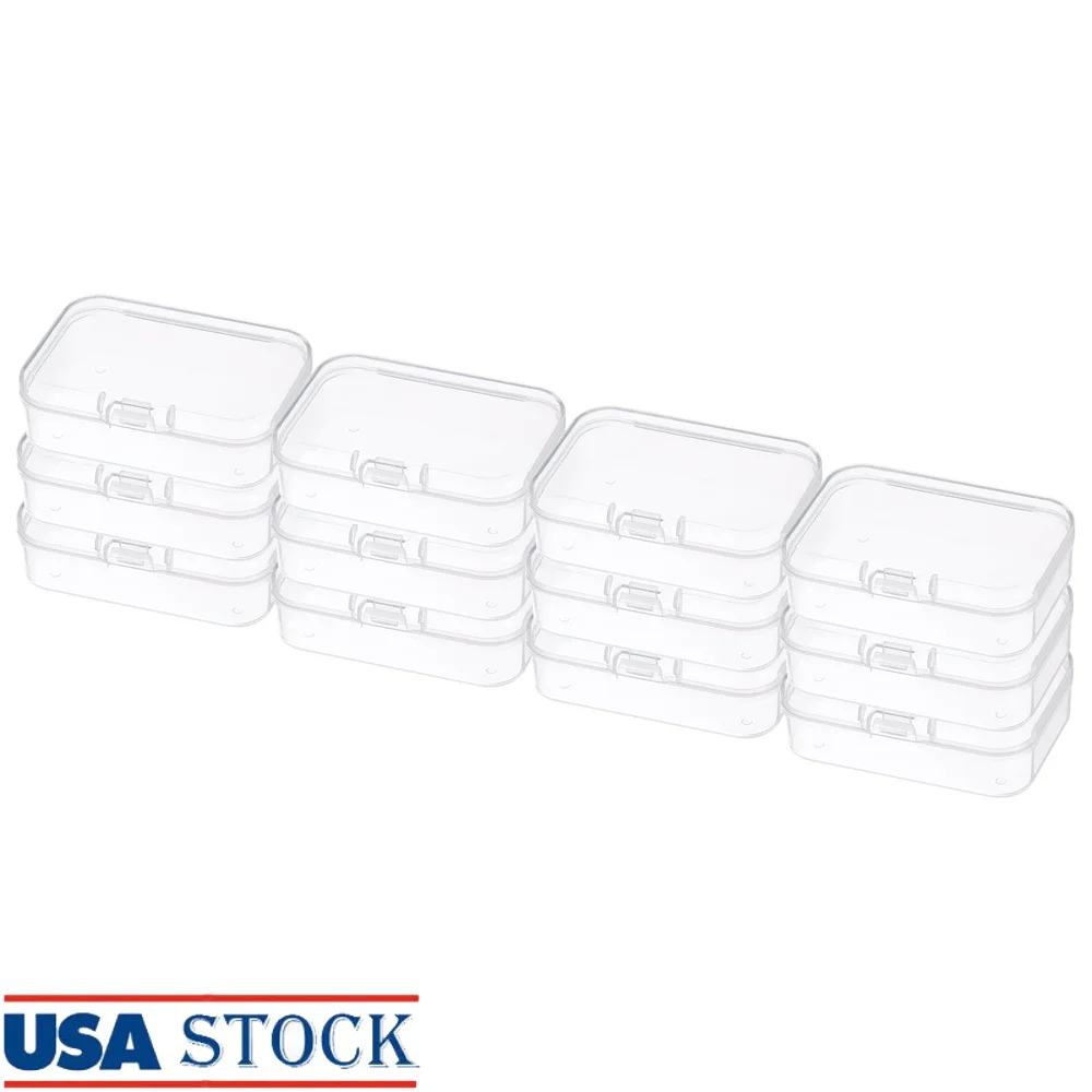 

Stackable Transparent Plastic Storage Container with Snap Tight Lid Small Accessories Craft Supplies Jewelry Organization
