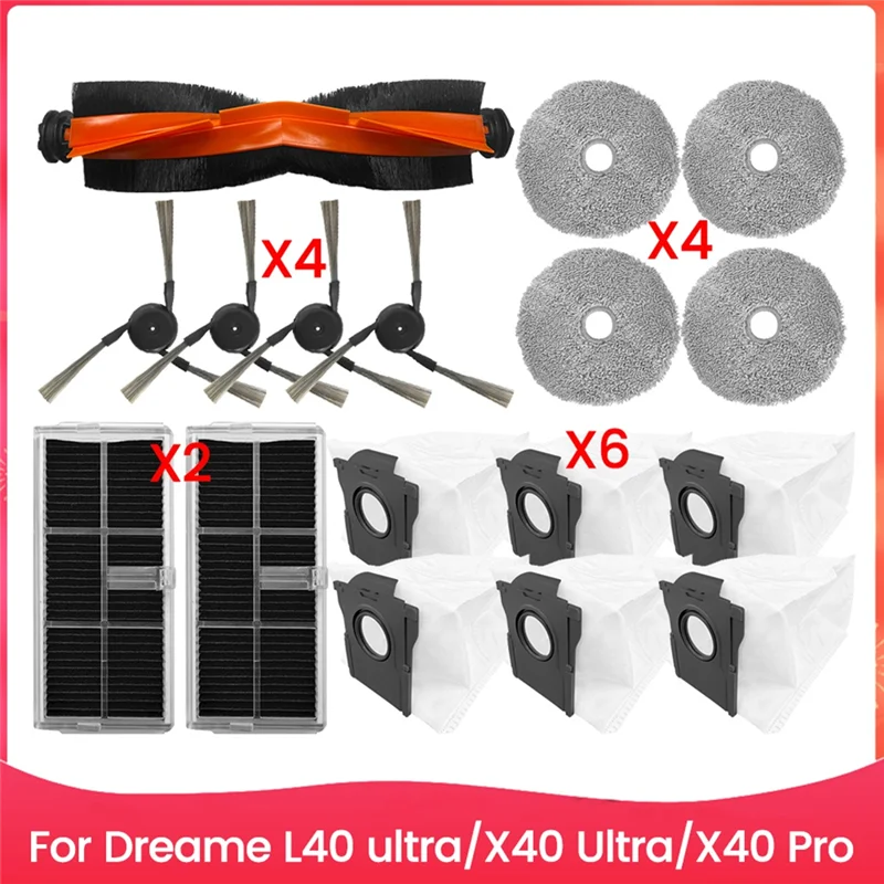 AC39-Per Dreame Mova P50 Pro Ultra/ P10 Pro Ultra/ P10 Ultra Parti di ricambio Spazzola laterale principale Filtro Hepa Mop Sacchetto per la polvere in tessuto