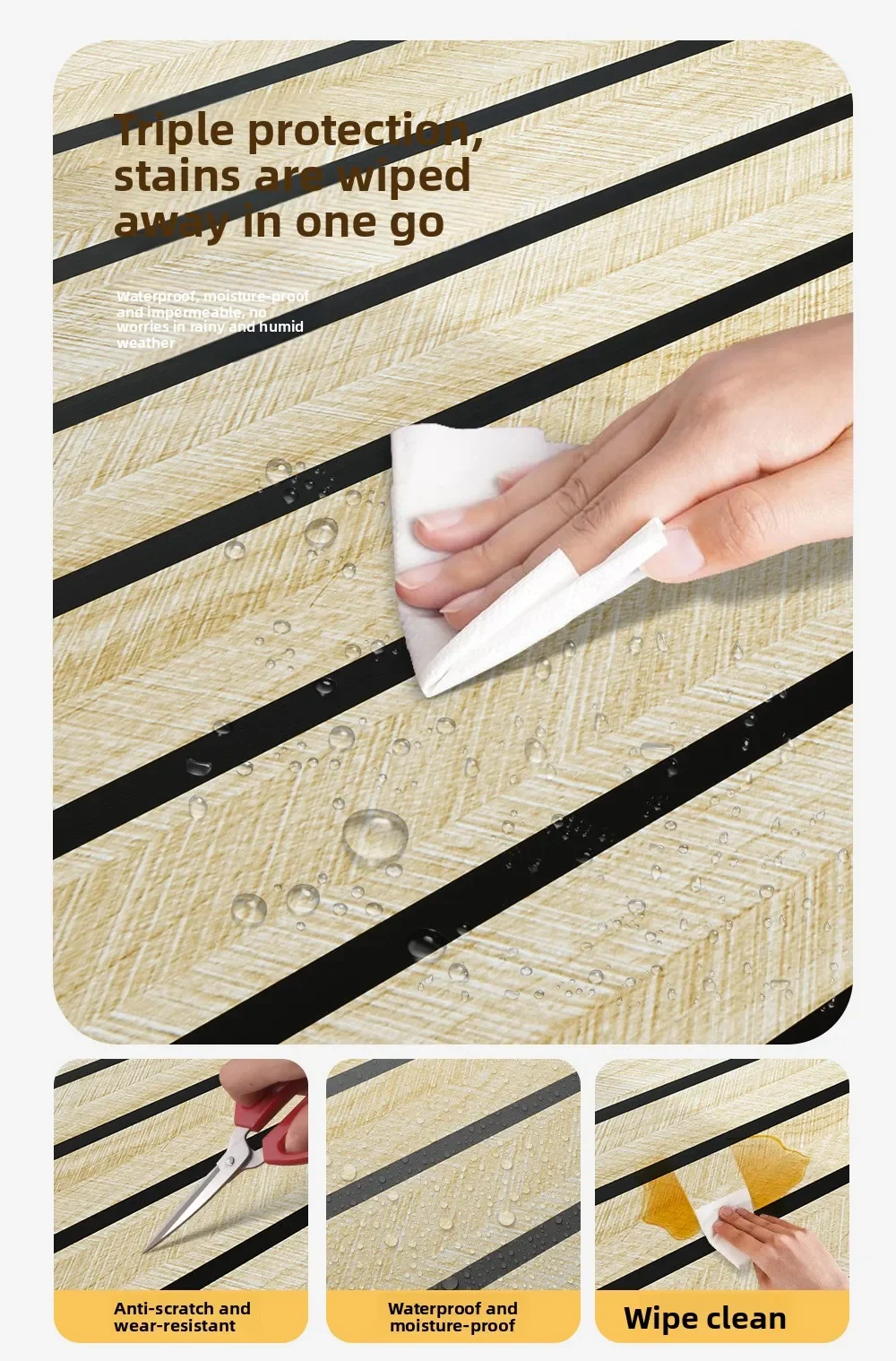 Dicke braune Gitter-Tapete zum Abziehen und Aufkleben, kariertes Design, wasserdicht, feuchtigkeitsbeständig, für Wände, Decken, Heimdekoration, DIY-Raumgestaltung – Detail 5