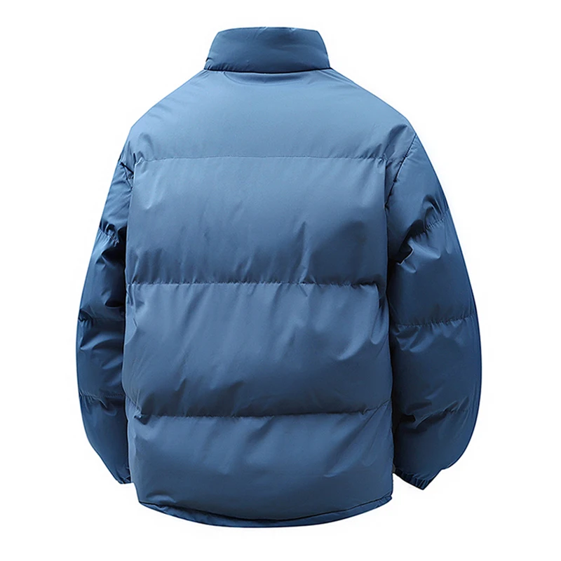 Nova cor sólida com capuz gola masculina windbreak algodão acolchoado jaqueta quente grosso parka inverno casual outwear parkas