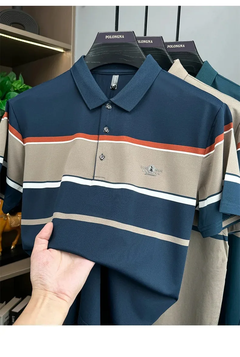 Luxus-Buchstaben Paul embossed kurzärmelige Herren Polo-Shirt High-End-Marke Mode Streifen Farbgebung Sommer neue Casual-Flip-T-Shirt – Detail 11