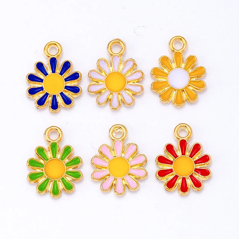 20 pcs/lot Fashion Gold Alloy Small Flower Pendant Accessories Charms for Women, Earrings/Necklace Handmade DIY Jewelry