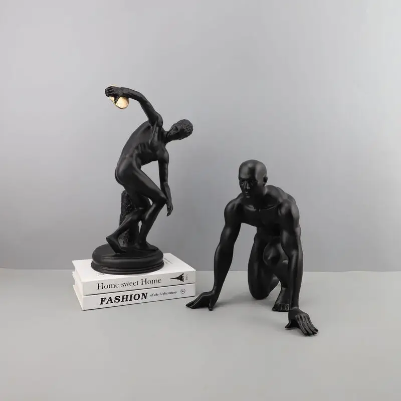 Nordic Black Discus Thrower Figure Decoration For Model Homes Sales Offices Bedrooms Study Living Dining Rooms And Desktop