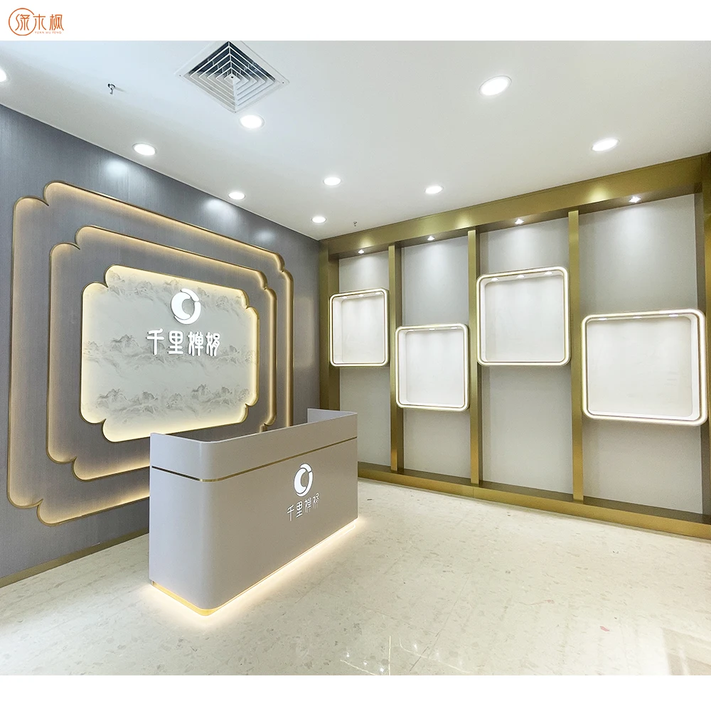 Fingerprint-free Plating Jewelry Showcase Jewellery Shop Design 45-Degree Splicing Bit Custom Jewelry Display Showcase