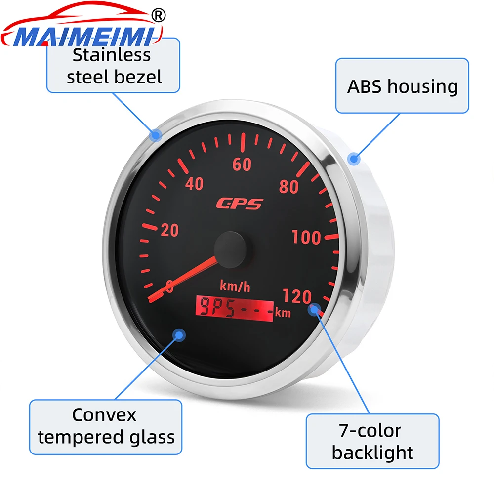 

7Colors Backlight GPS Speedometer 110mm Speed Gauge Meter 120 Kmh 200 Kmh Waterproof Marine Boat Car Gauge