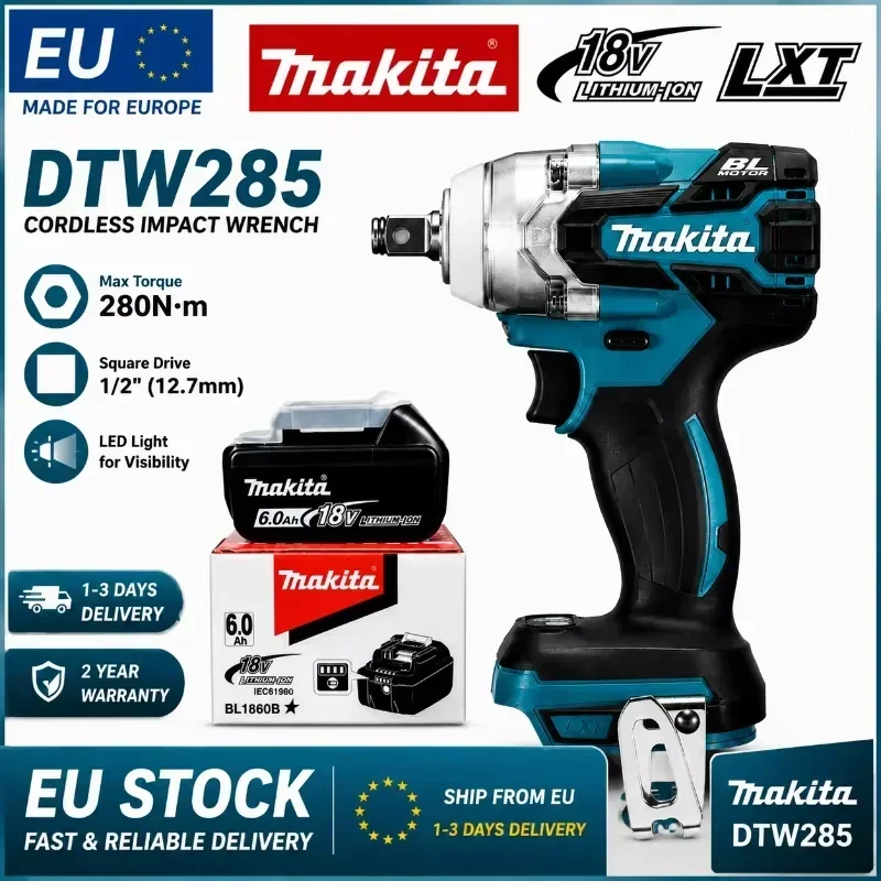 Makita DTW285 Akku-Schlagschrauber Bürstenloser Motor 320N.m Elektrowerkzeug für Makita 18V LXT Akku EU-Lager