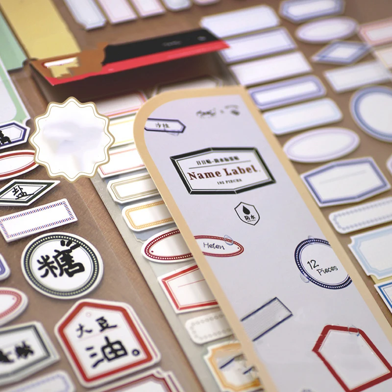 129pcs Blank Frame Label Stickers DIY Classfication Marks Waterproof Food Storage Bottles Tags Envelopes Sealing Gift Packing