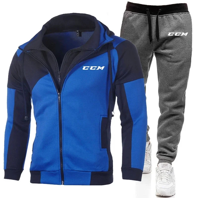 2024 ccm yeni çift fermuar erkek rahat takım elbise açık spor koşu spor takım elbise erkek hoodie pantolon set erkek setleri spor takım elbise