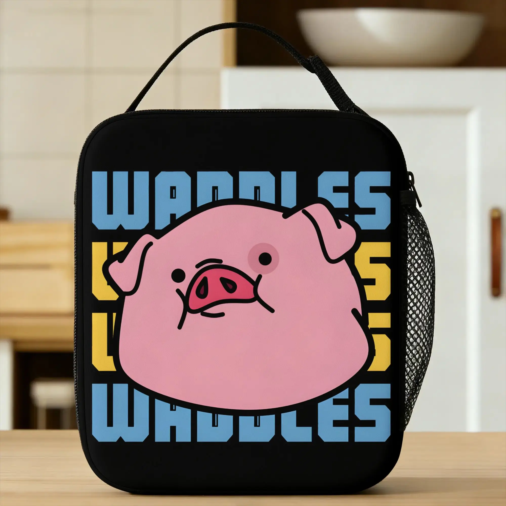 Cute Waddles Lunch Bag G-Gravity Falls Casual Lunch Box Office Portable Zipper Thermal Tote Handbags For Women Oxford Cooler Bag
