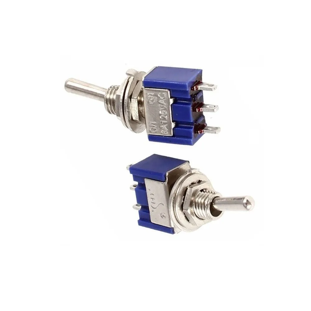 10pcs Miniature MTS-102 SPDT ON-ON For Toggle Switches 3-Pin Electrical Components for Use in 6A 125VAC Circuits