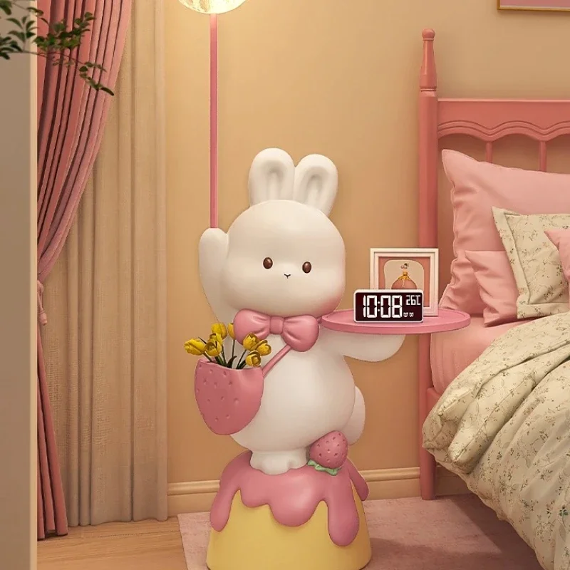 Cute rabbit bedside table girl bedroom rack storage cartoon creative children's room bedside table substitute