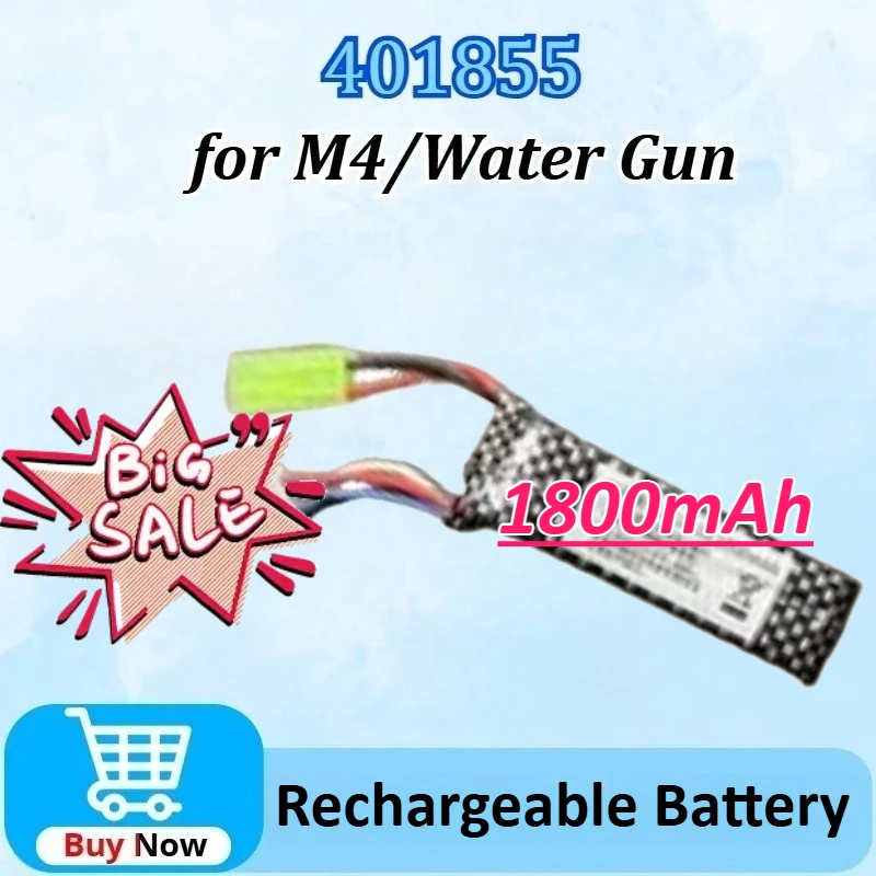

New Water Gun 401855 3S 11.1V 1800mAh 25C Lipo Battery Set for M4/AK Mini Airsoft BB Air Pistol Electric Toys RC Parts + Charger