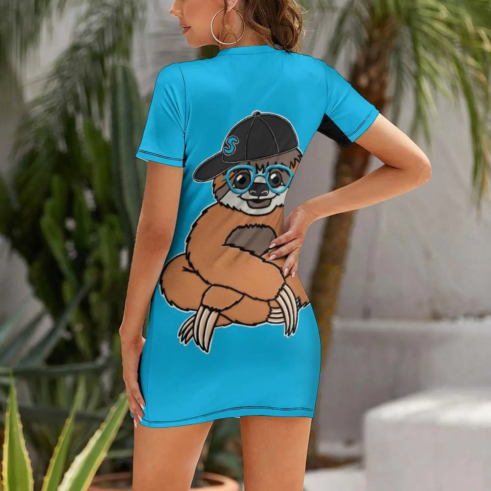 “Holly” 3 Three-toed Sloth With Character Short-Sleeved Dress luxury dresses summer women's suit Women's summer dress Dress