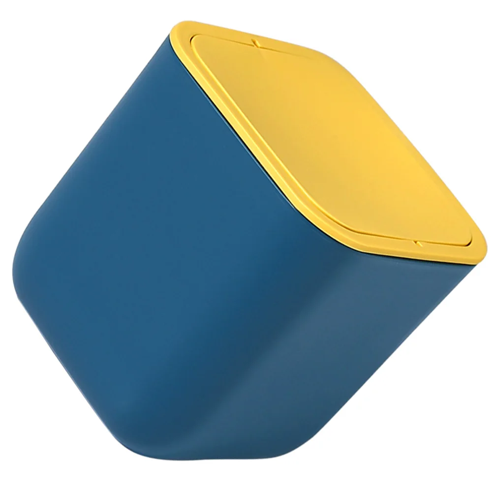

1Pcs Mini Desktop Trash Can Plastic Garbage Bin Lid Closure Wear-Resistant Sundries Holder for Office Car Home Recycling