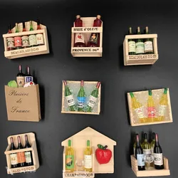 Mini Wine Refrigerator Magnet Ornament Fridge Decorative Items Cute Miniature House Simulation Prop