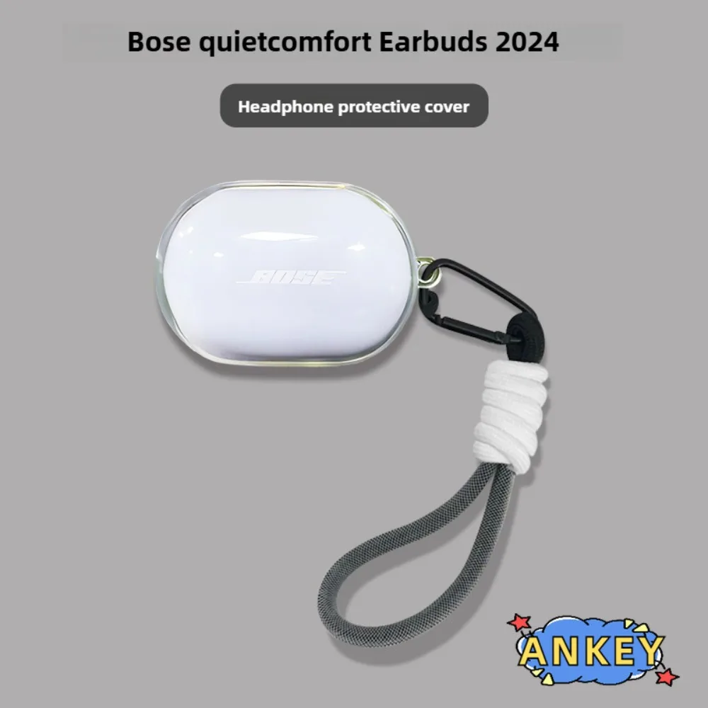 Clear Case for Bose QuietComfort Earbuds 2024 Protective Transparent Lanyard TPU Covers Headphone Portable Shell