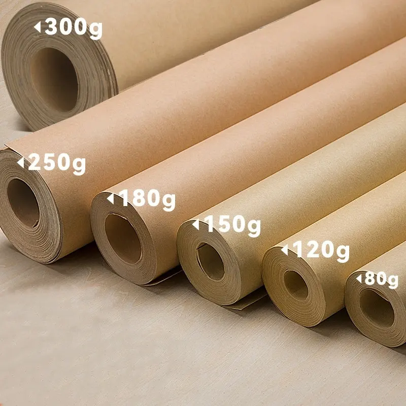 Large Size Kraft Paper Roll Gift Wrapping Paper For Flowers Packaging Hand-made Brown Craft Paper 80g~300g Thick Paper Rolls