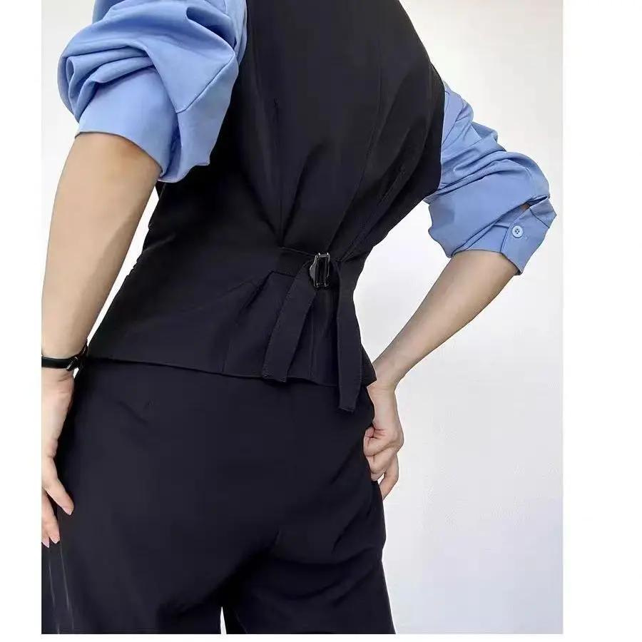 Women's Casual Suits Vest With a Lapel Collar Business Vest British Style High-End Sense Gun Lapel Collar Slim Waistcoat Jacket