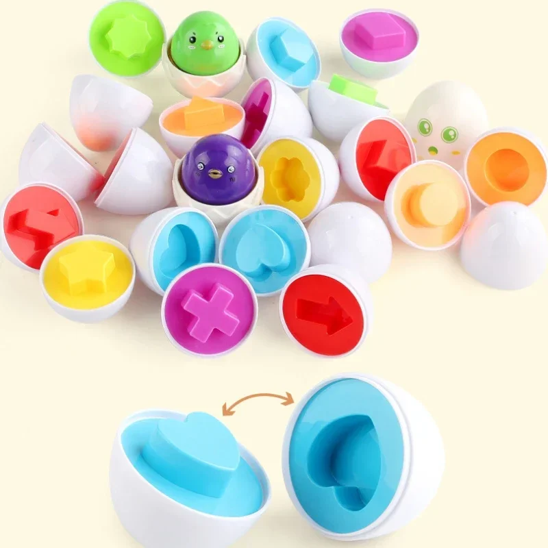 몬테소리 계란 3D 퍼즐 학습 교육 수학 장난감 어린이 모양 일치 어린이를위한 스마트 게임 어린이를위한 교육 부활절 선물