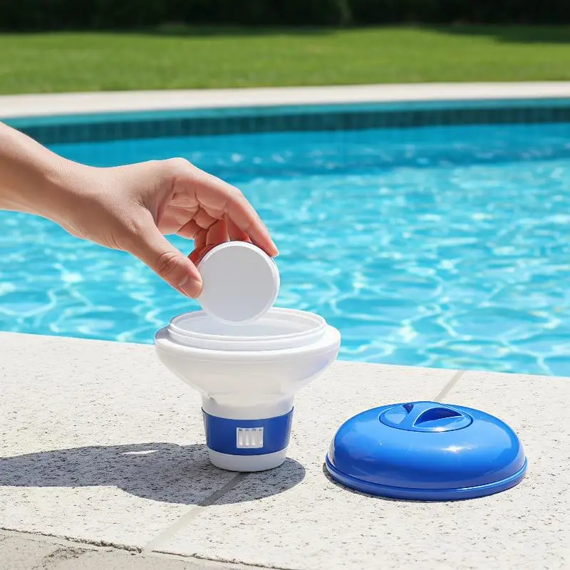 5 Inch Floating Pool Chlorine Tablet Dispenser Adjustable Flow Vents Leak Proof Lid for Summer Swimming Pool Care view 2