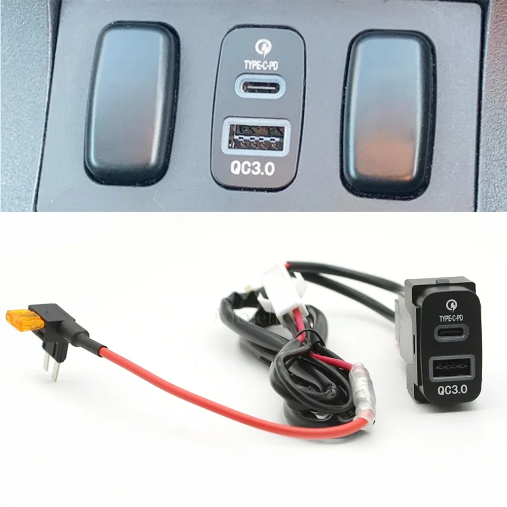 1szt Szybka ładowarka samochodowa TYPE-C PD Gniazdo interfejsu USB Do Mitsubishi Outlander Lancer Pajero Sport ASX V73 V93 V97