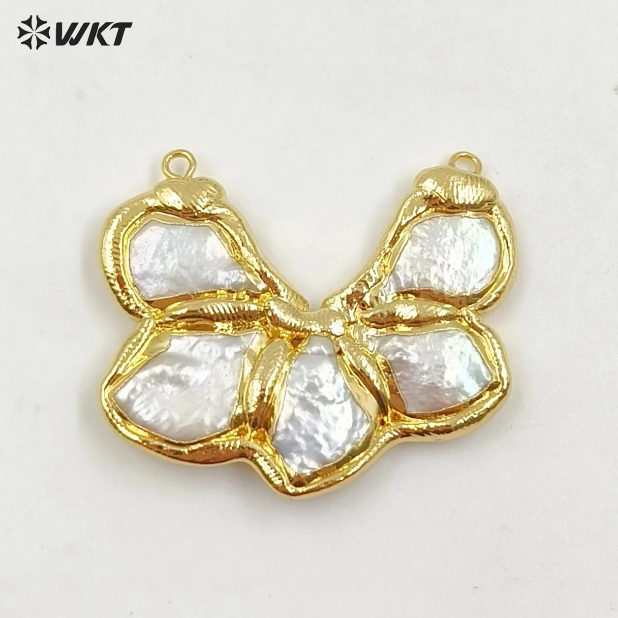 

WT-JP362 New Natural Freshwater Pearl With 18K Gold Plating Pendant Connector For DIY Crafts Jewelry Findings