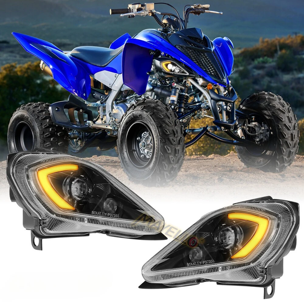 

For Yamaha Raptor 700 350 250 YFZ 450R 450X Wolverine 450 350 2025 HOT 2pcs ATV Headlights Headlight Trim H4 Turn Signal Lights