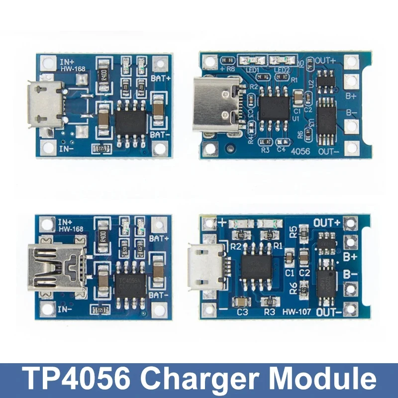 5 V 1A 18650 TP4056 Lithium-Batterie-Ladegerät-Modul Ladeplatine Typ C Micro Mini USB mit Schutz Doppelfunktionen 1A Li-Ion