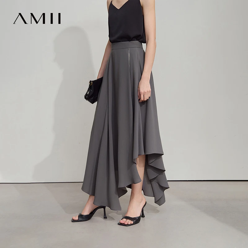AMII Minimalist Office Lady Skirts Women 2026 New Summer Solid Loose Asymmetric Large A-line Skirt Female Fashion 12542168