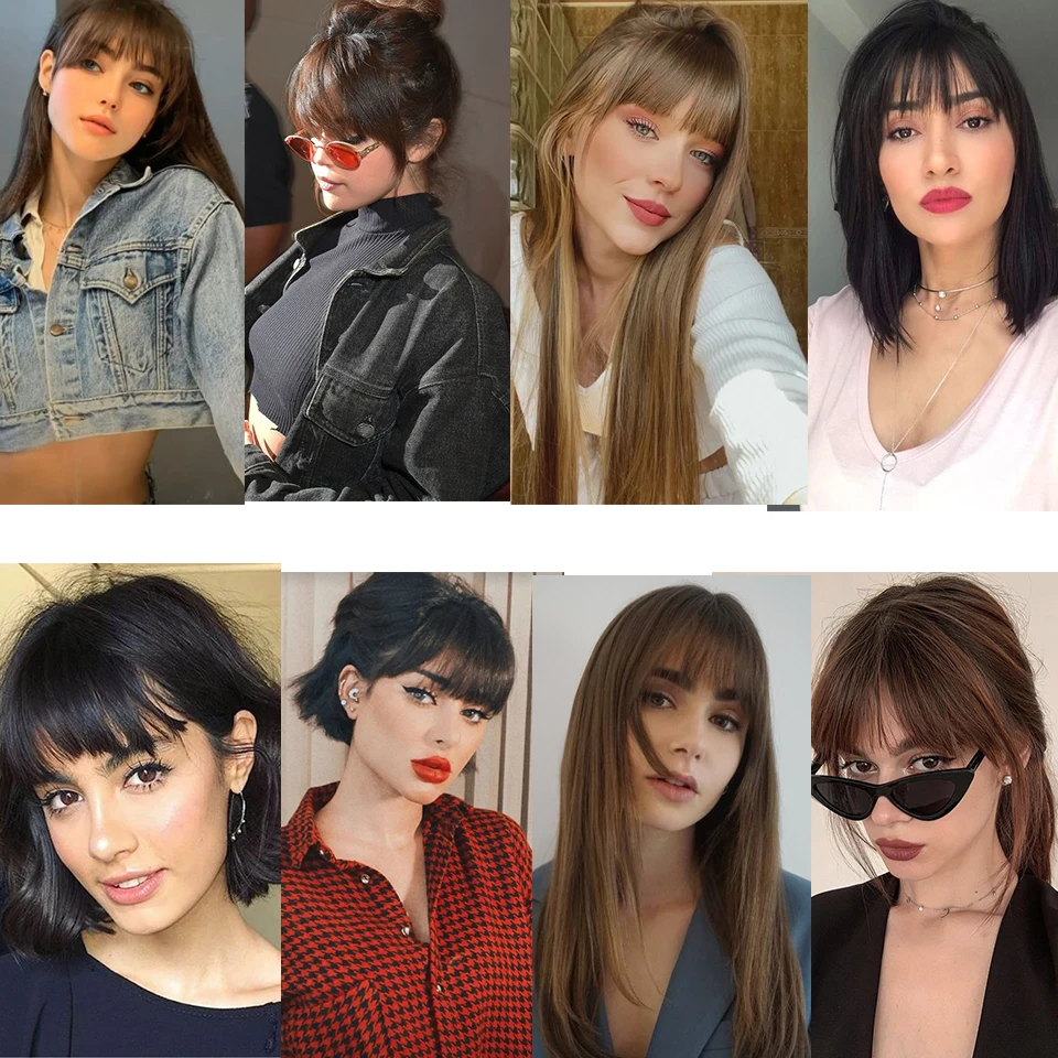 AS Synthetic Bangs Hair Clip In Extensions Natural Fringe Bangs Clip In Front Neat Flat Bang Short Straight Hair piece Bangs