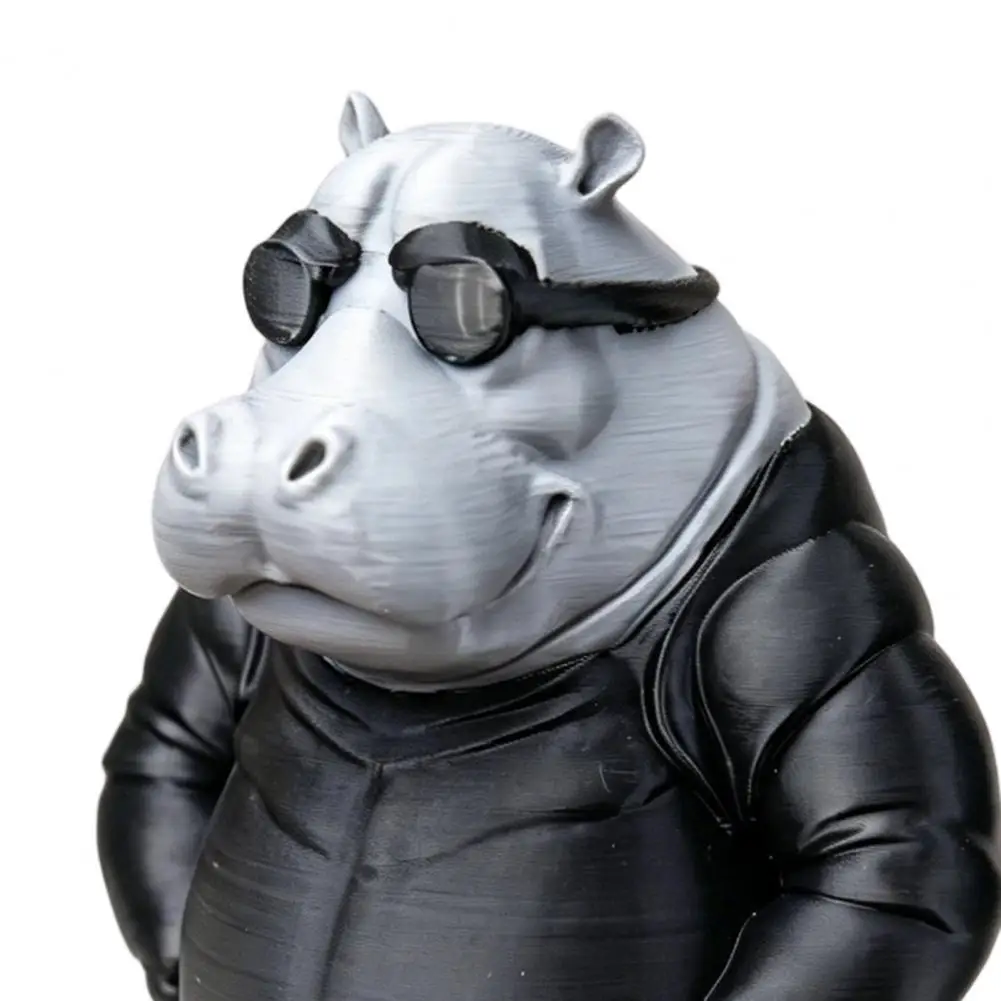 Sunglasses Hippo Figure Funny Hippo Figurine 3d Printed Sculpture Hippopotamus Statue with Sunglasses for Home for Office