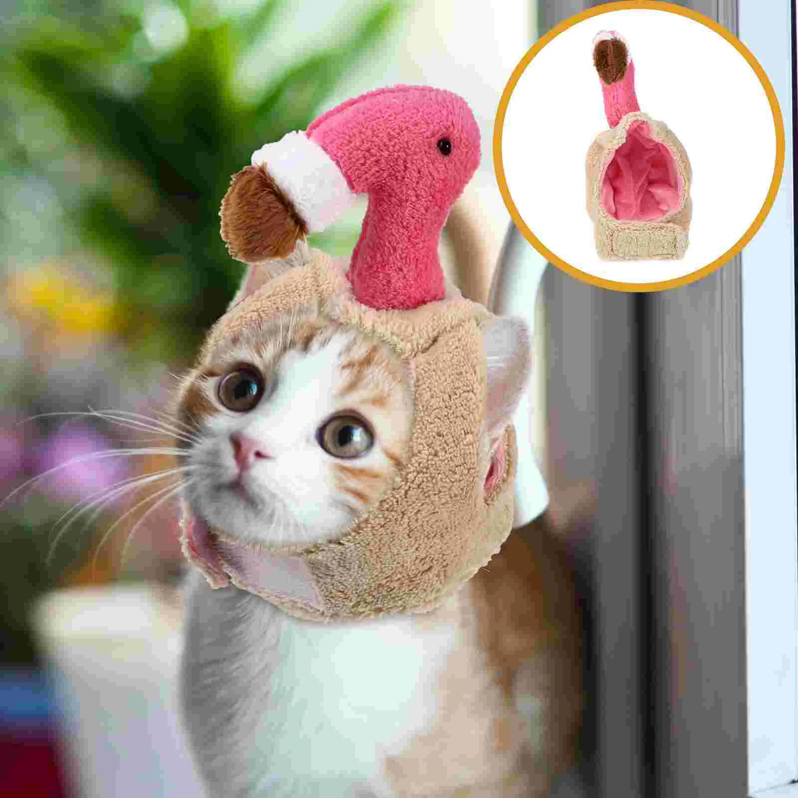 Divertido sombrero de flamenco con cabeza de mascota, accesorios de disfraz para gato, perro, cachorro, gato, gorra, sombrero de Cosplay para gato