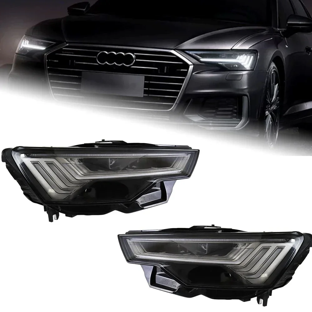 LED Headlight DRL Dynamic For Audi A6 AKD Car Accessories Head Lamp  Headlights 2019-2023 A6 C8 Singal High Low Beam Automotive