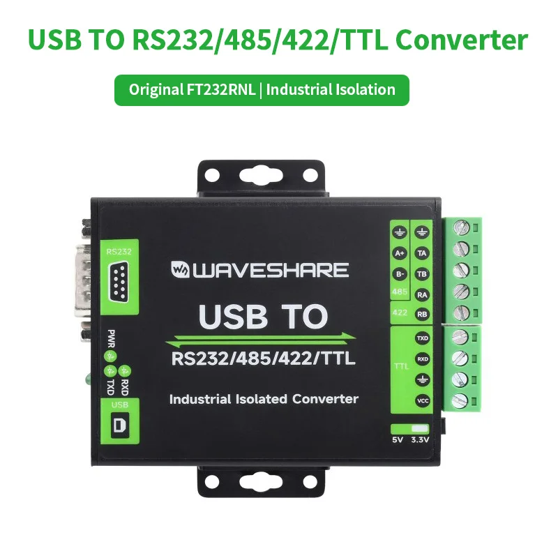 FT232RNL USB TO RS232/485/422/TTL Interface Converter Industrial Isolation Aluminium Case Support Mac Linux Android Windows