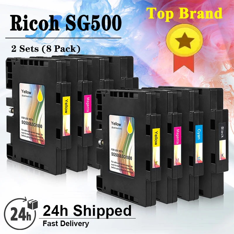 2 Sets 8pcs SG500 SG1000 Sublimation Ink Cartridge for Sawgrass Virtuoso SG500 SG1000 Printers No Series Number Upgraded Chip