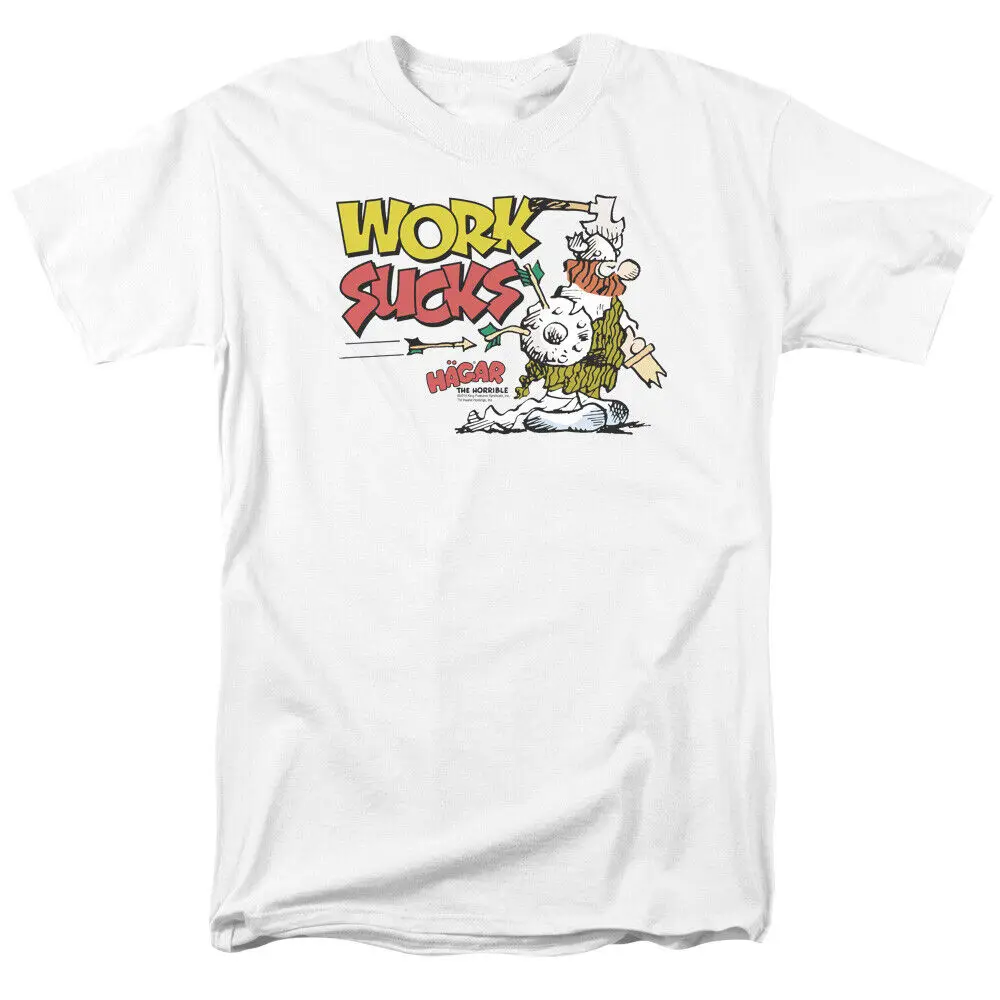 Hagar the Horrible Work Sucks T Shirt Licensed Comic Book Tee White