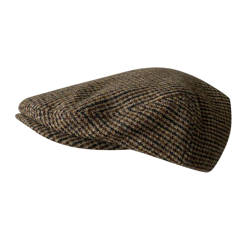 New Wool Flat Cap Men\'s Golf Cabbie Hat Gatsby Ivy Cap Irish Hunting Hat Newsboy Driver Cabbies Beret 09